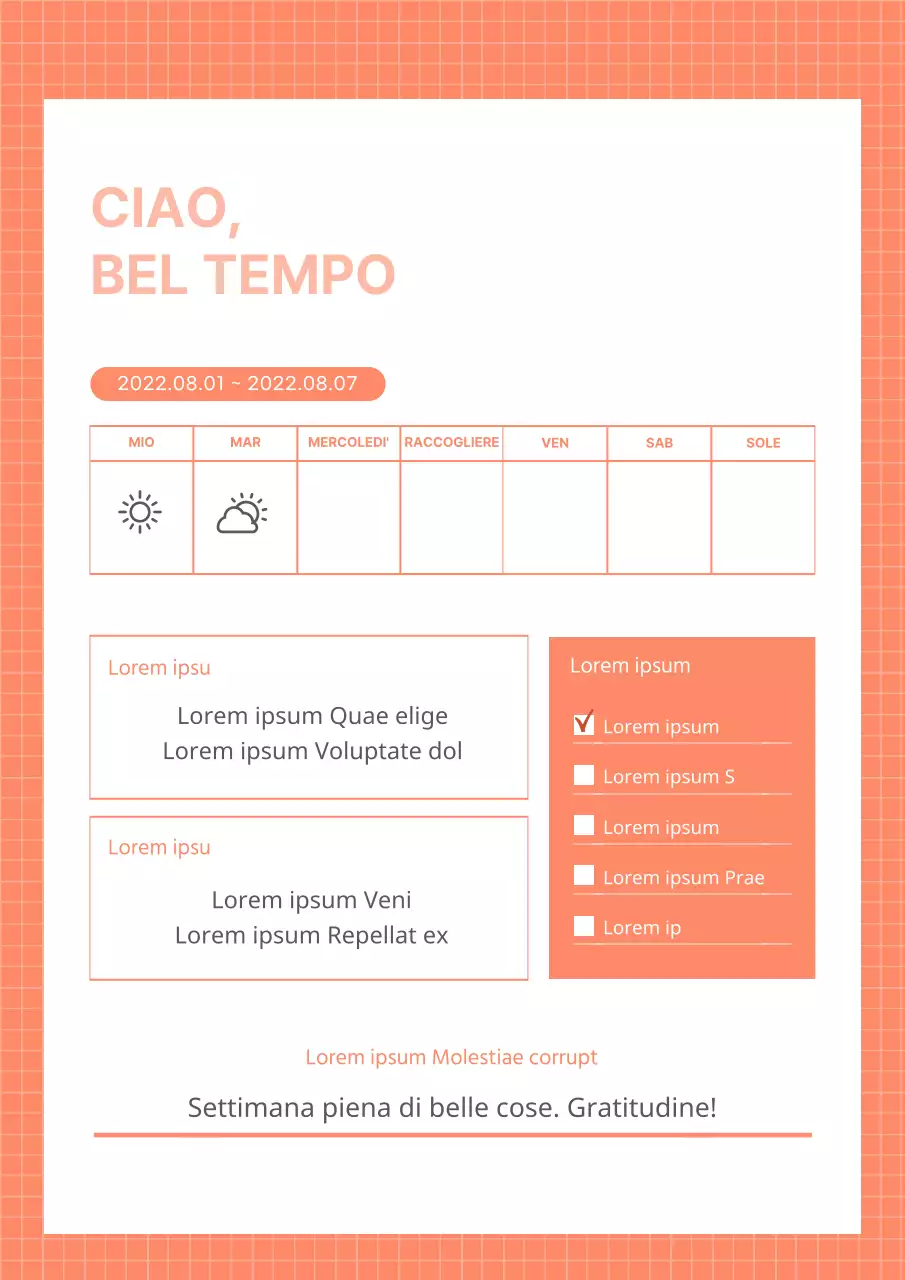 Emozioni color albicocca come tempo in un modello GoodNote