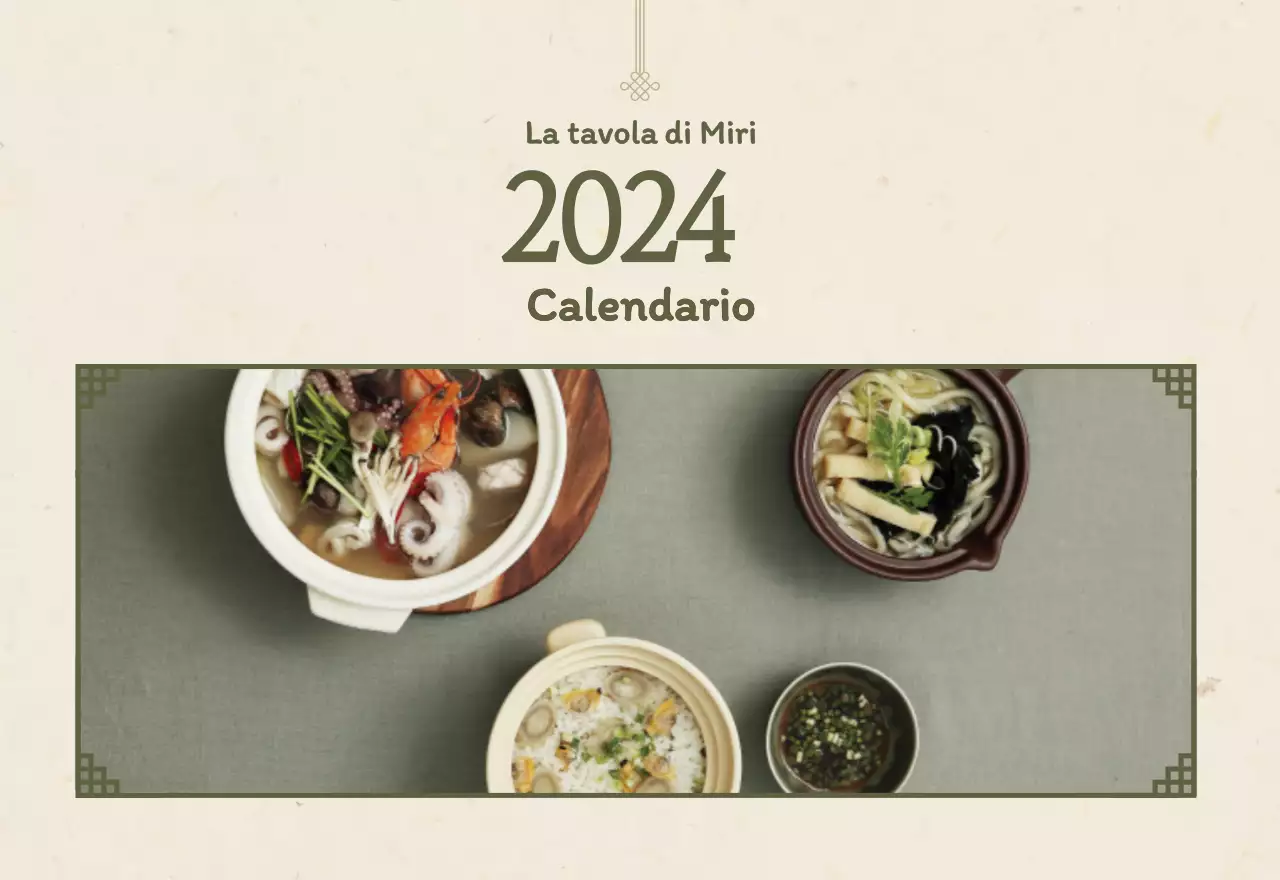 Calendario dei coupon del ristorante coreano tradizionale in beige e marrone