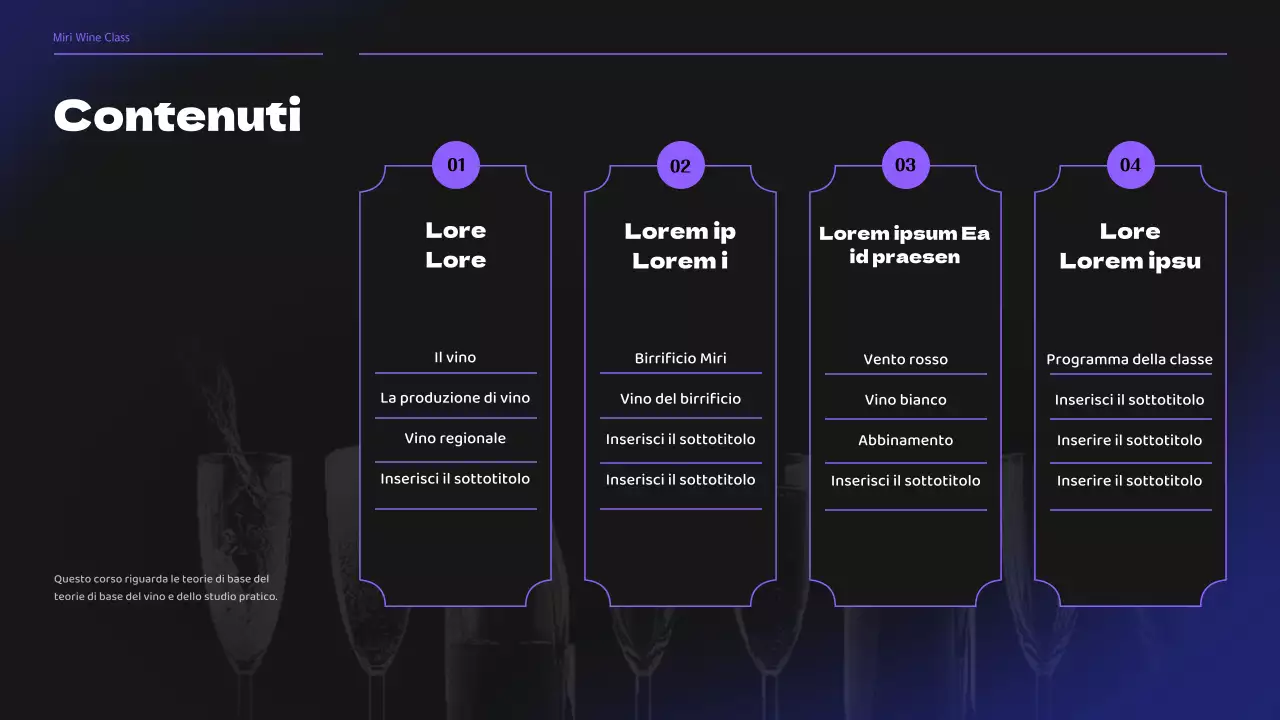 Seminario di classe sul vino e la birra nei toni del nero e del viola