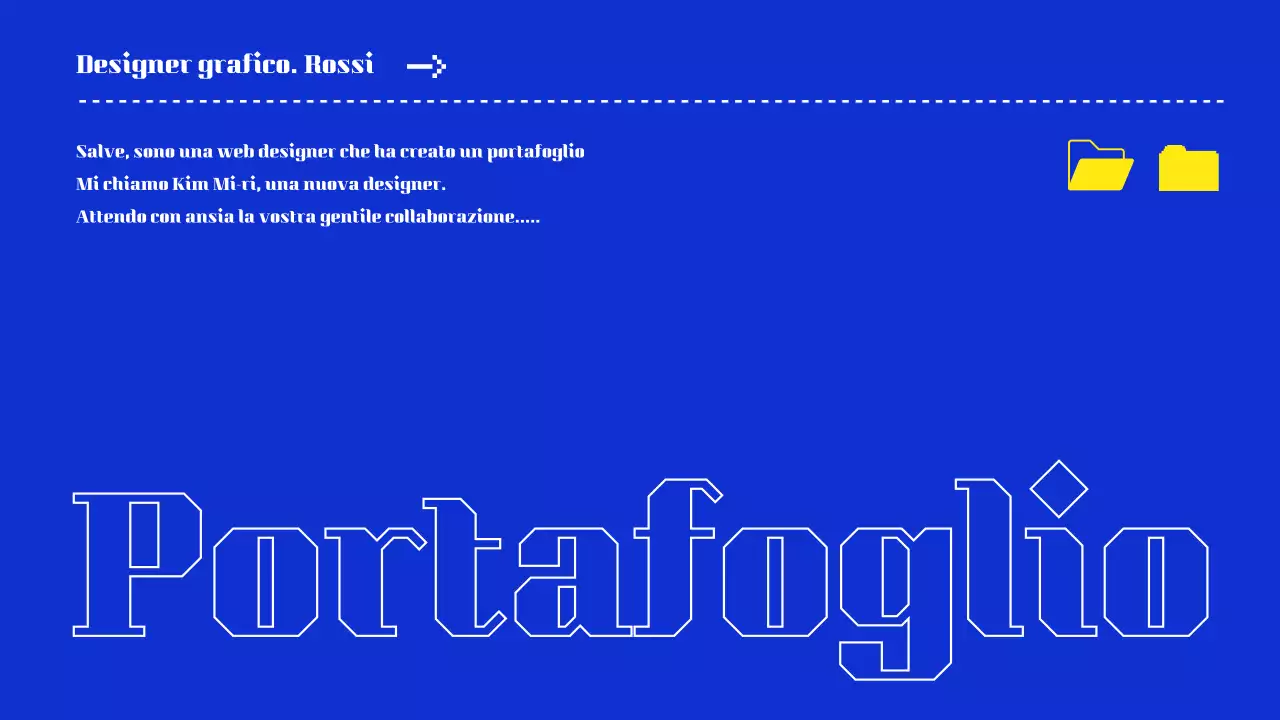 Presentazione del portafoglio in blu e giallo