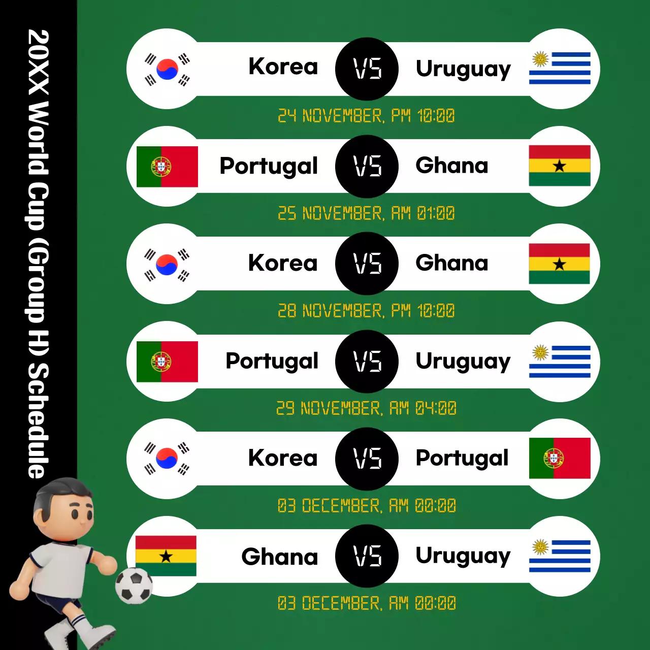 Green Modern World Cup Schedule Social Media Post