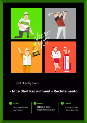 Illustrazione in evidenza in verde lime e nero Annuncio del reclutamento di un nuovo club di golf