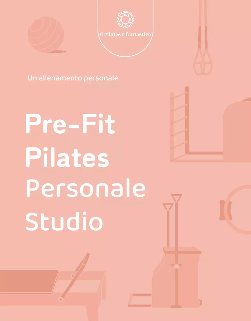 Tema promozionale Pitch Pilates monotono con illustrazioni pulite e forme arrotondate