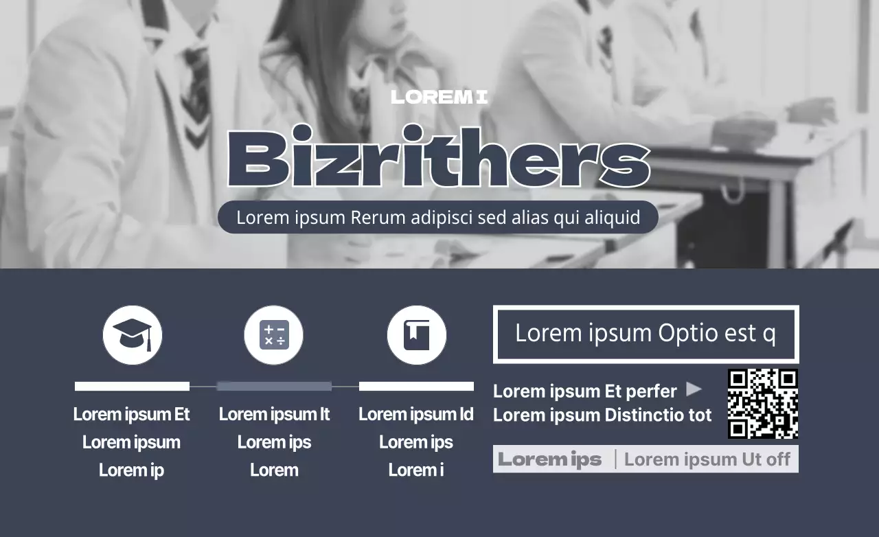 Design calmo e semplice per la promozione di una scuola con foto di studenti