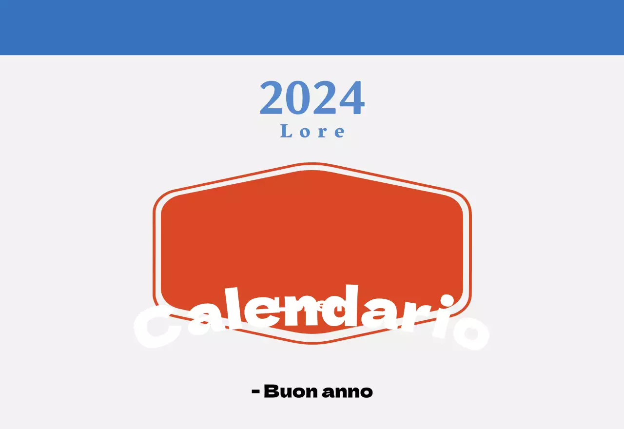 Calendario nostalgico di concezione retrò in rosso e blu