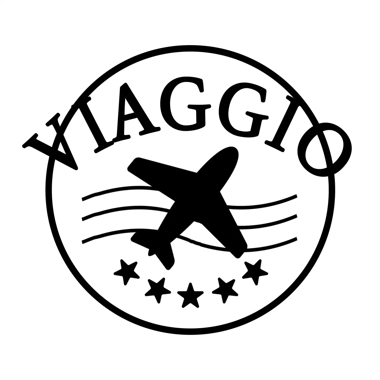 Concetto di viaggio con stelle nere e illustrazione di un aereo