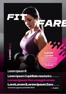 Elegante volantino promozionale per eventi di fitness in nero e rosa