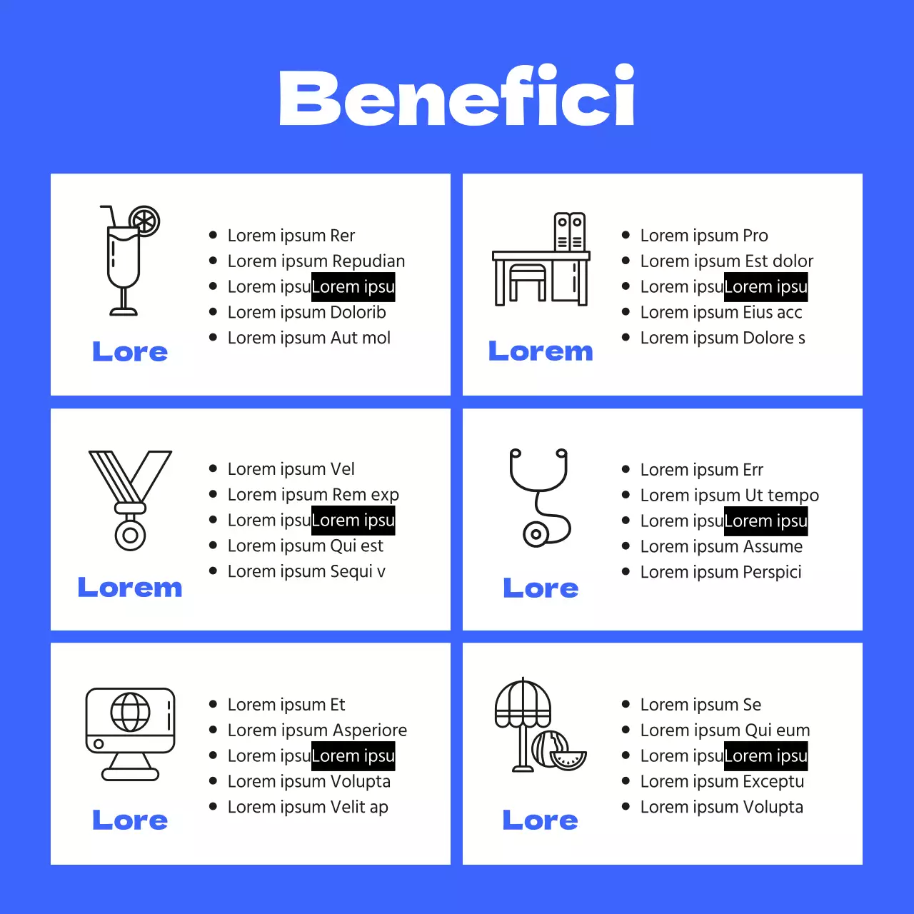 Annuncio aziendale dinamico e giovanile con accenti blu