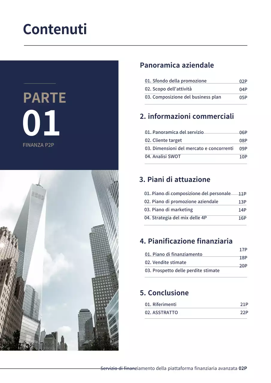 Blu navy Semplice piano aziendale di finanza d'impresa P2P