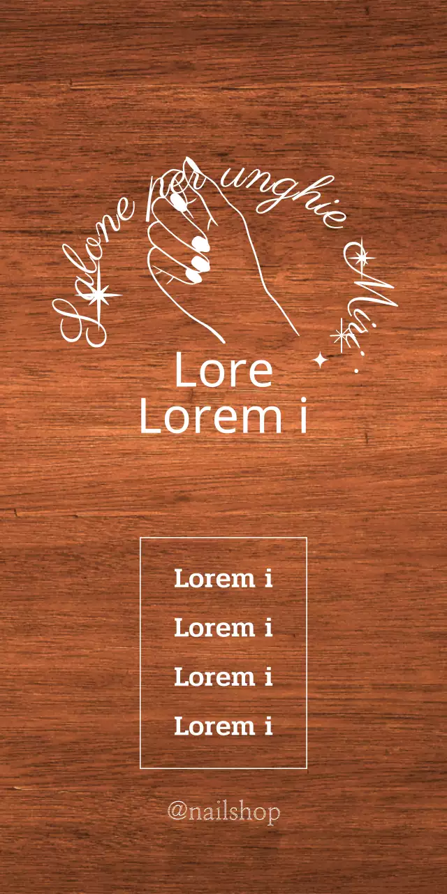Classica insegna di un salone per unghie con testo bianco e illustrazione di una mano a stella.