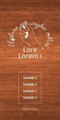 Classica insegna di un salone per unghie con testo bianco e illustrazione di una mano a stella.