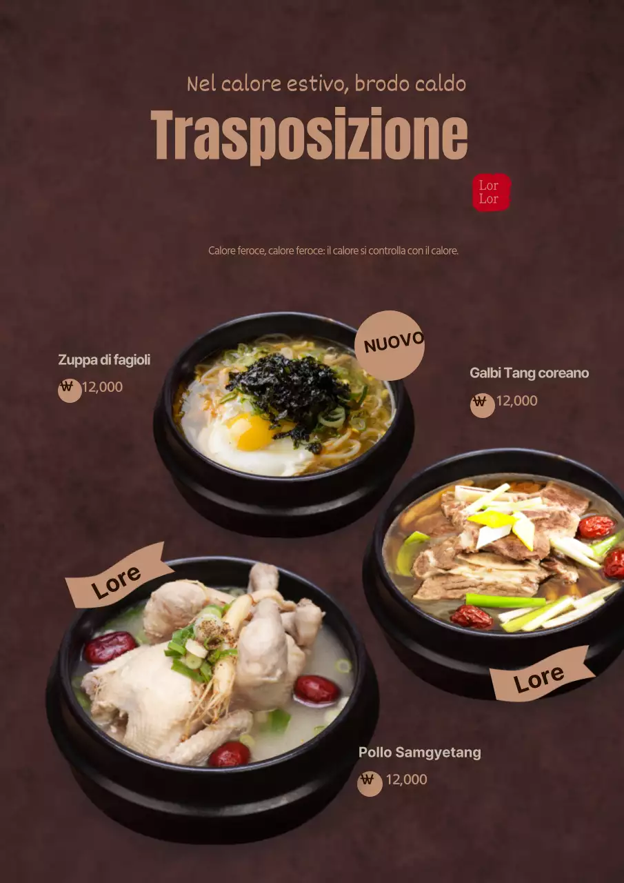 Promuovere un semplice menu di un centro massaggi su uno sfondo marrone