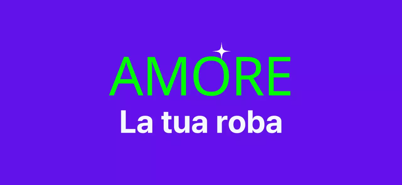 Merchandising con illustrazioni scintillanti e testo in viola e menta.