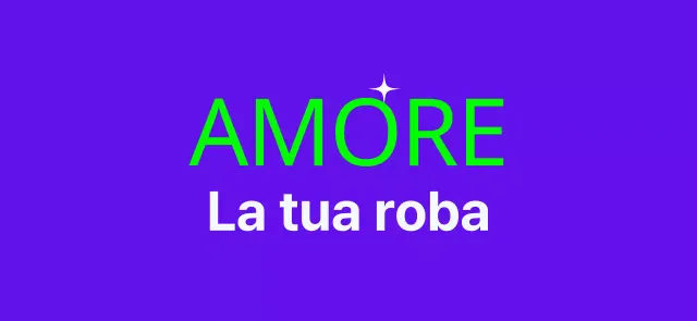 Merchandising con illustrazioni scintillanti e testo in viola e menta.