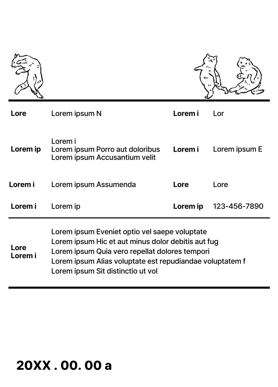 Design semplice con un'illustrazione di gatto nero, simile a un disegno