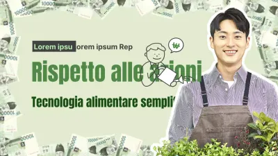 Un tema di tecnologia alimentare con una combinazione di immagini e illustrazioni fotorealistiche color tè verde.