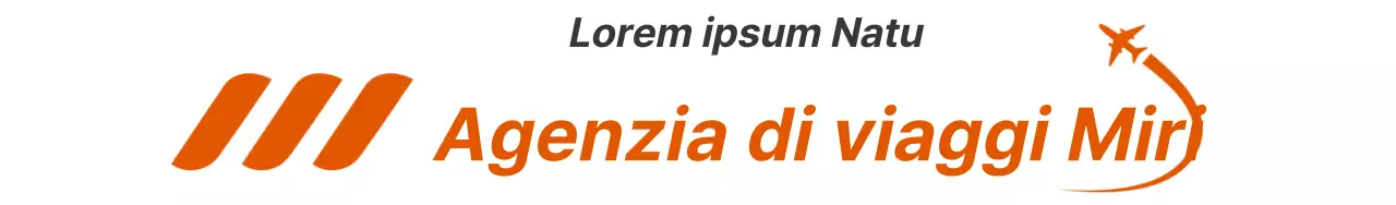 Un design promozionale arancione con il logo e il nome della vostra agenzia di viaggi.