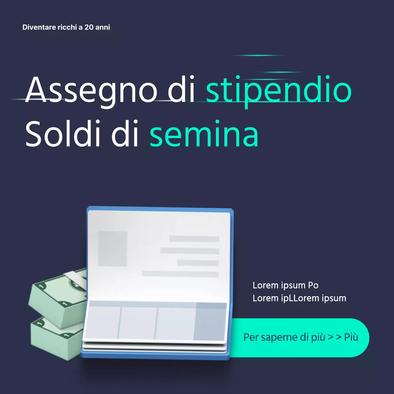 Navy Mint Neat Social Beginner Educazione finanziaria CardNews