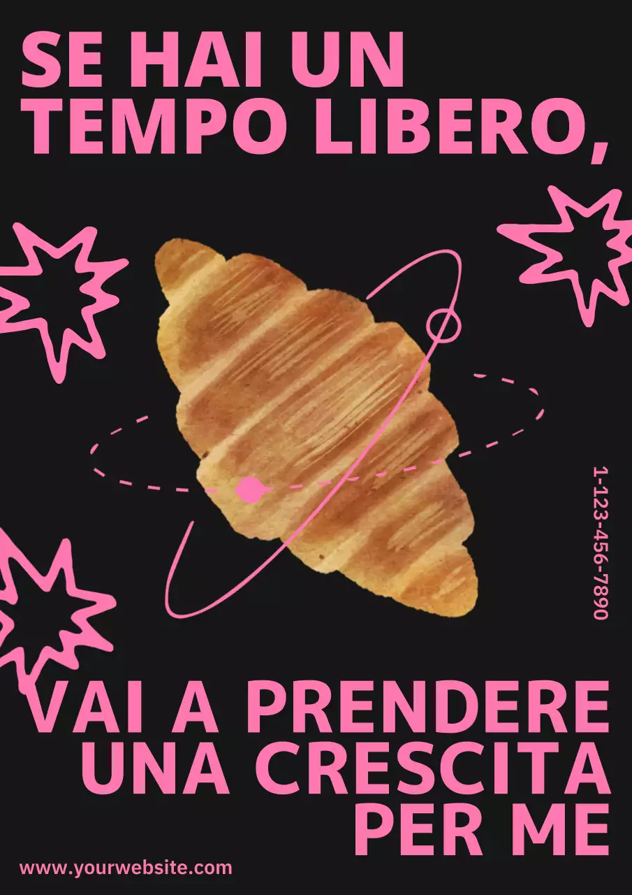 Webposter verticale del pianeta croissant rosa e nero