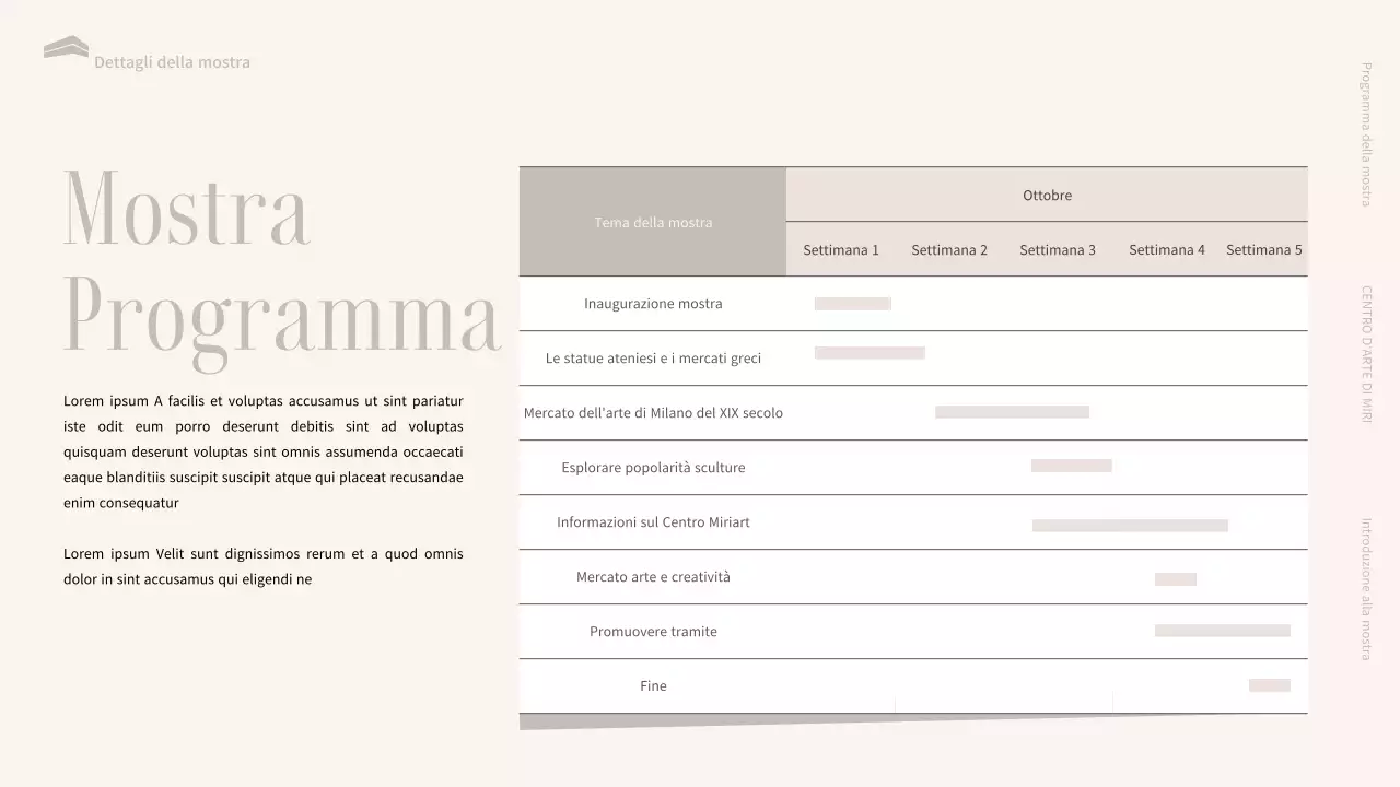 Introduzione a una lussuosa mostra museale in nero e beige