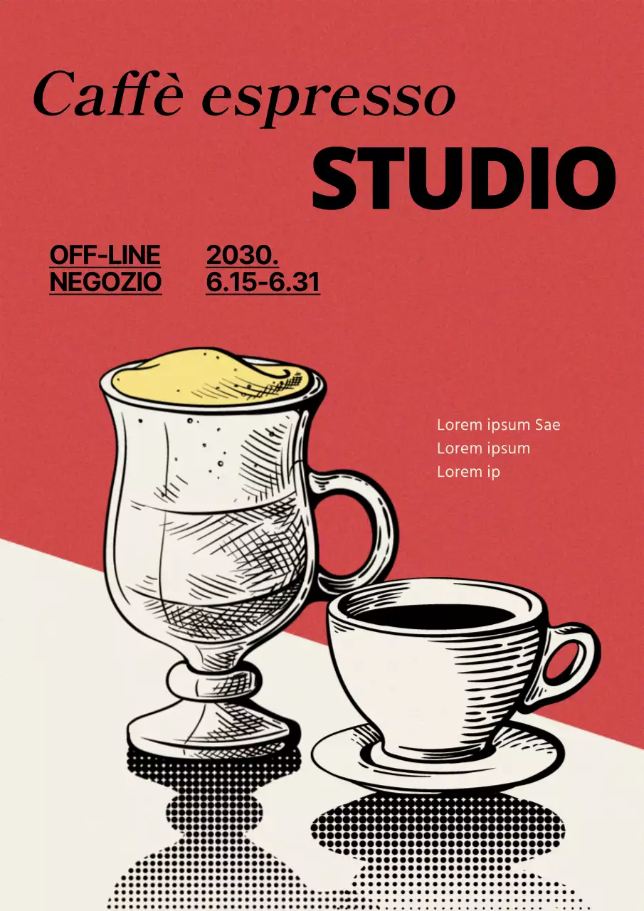 Promozione di un nuovo menu in un caffè dal sapore rosso e antico