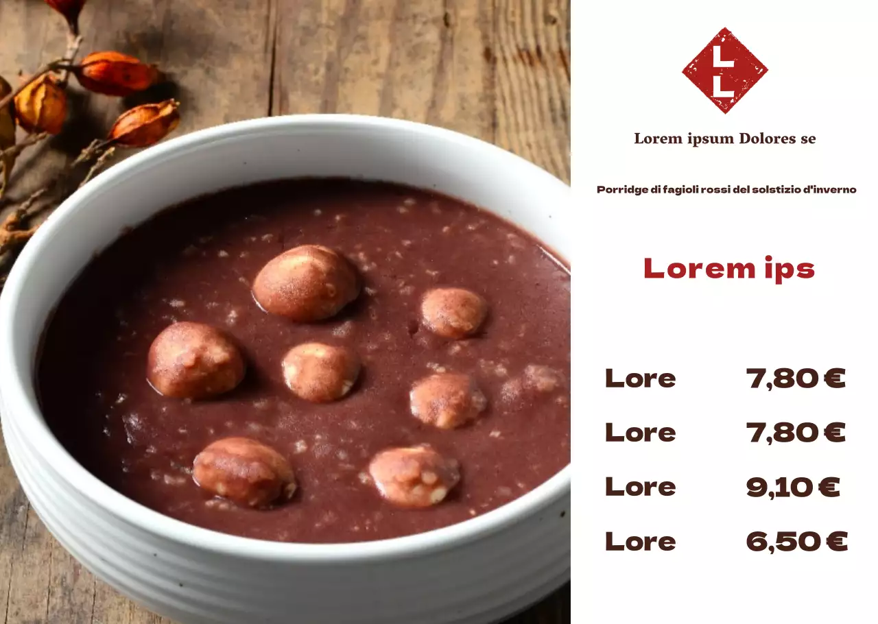 Layout semplice Il menu della pasta di fagioli rossi di Tongsan