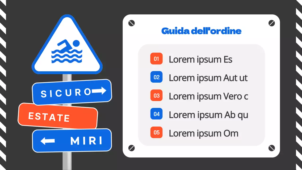 Una guida arancione e blu per la sicurezza in acqua in estate