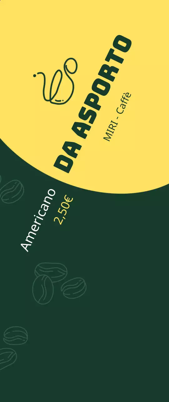 Semplice verde e giallo per promuovere un caffè da asporto