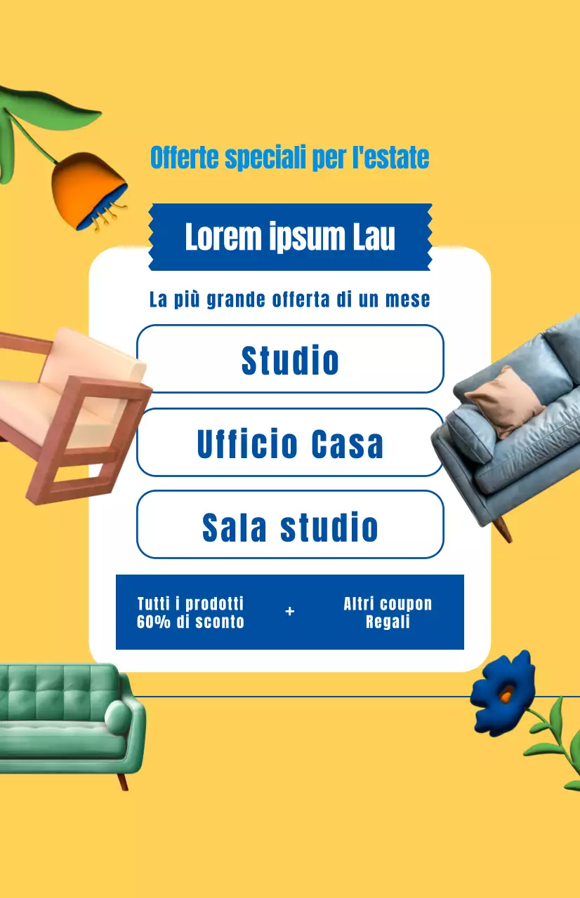 Promuovere una vendita di mobili con uno sfondo giallo