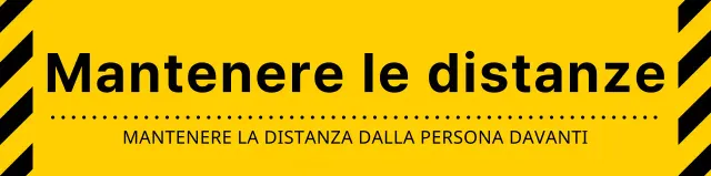 Stile semplice e pulito per la combinazione di icone e testo in giallo e nero Avvertenze di distanza