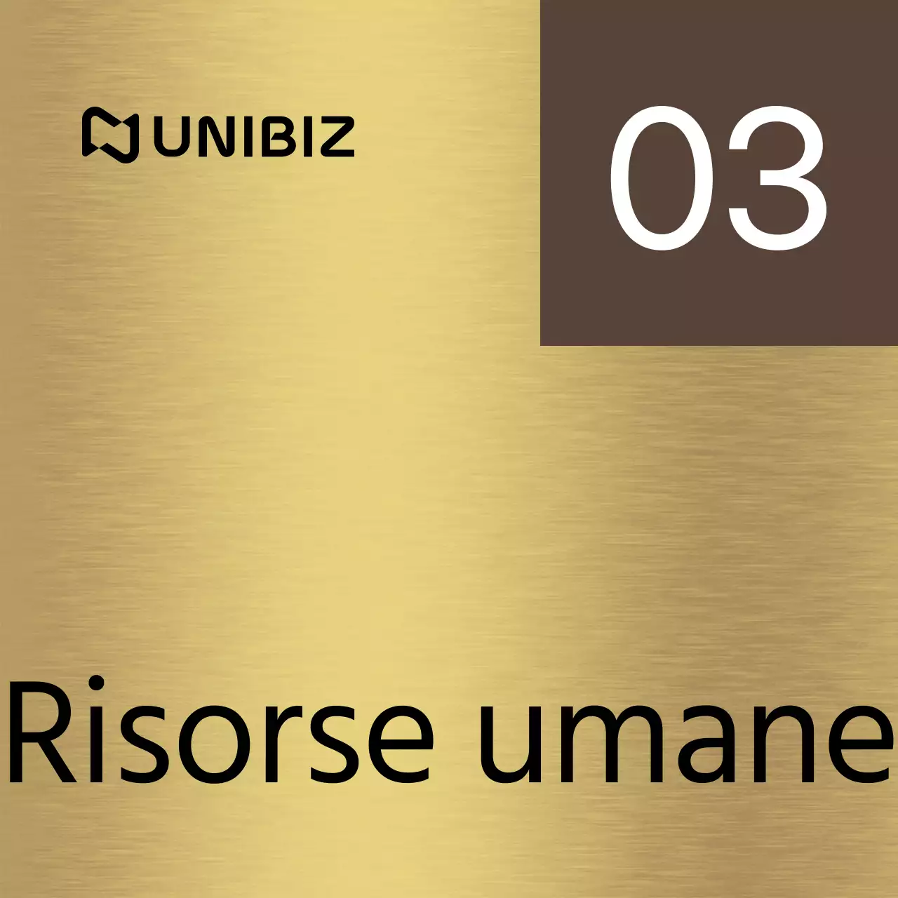Un semplice cartello segnaposto con nomi di dipartimenti aziendali e forme quadrate in marrone e nero.