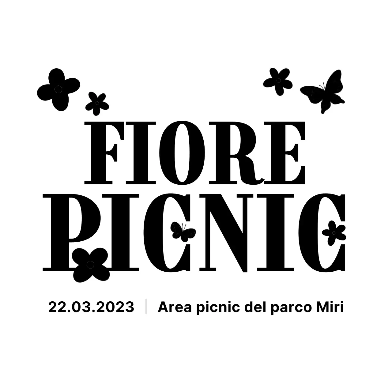 Illustrazione di fiori semplice e carina e combinazione di testo stile di layout per promuovere festival di picnic