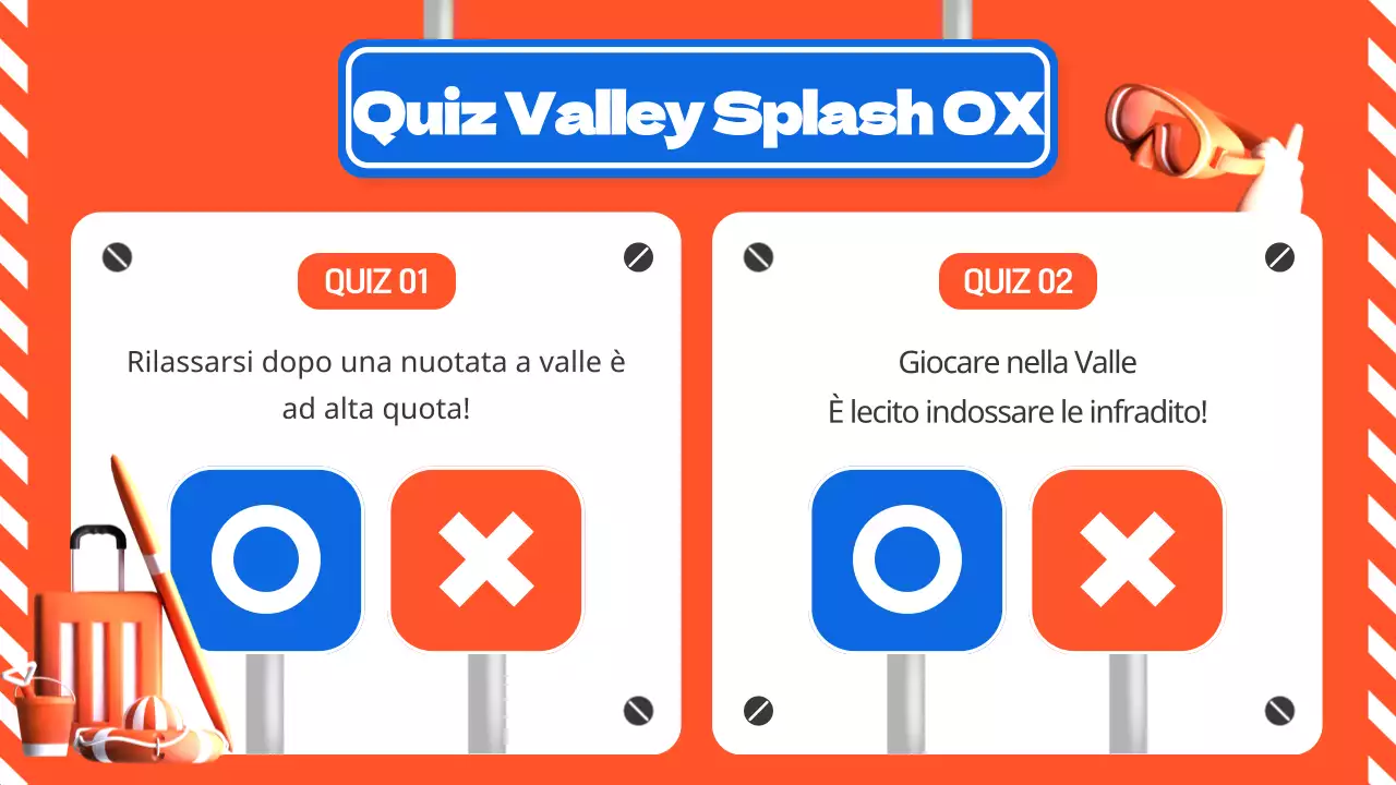 Una guida arancione e blu per la sicurezza in acqua in estate