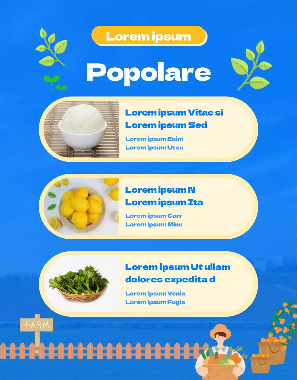 Guida a una fattoria di cavolfiori con un simpatico tema illustrativo blu-verde