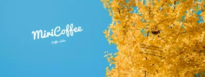 Promuovete il vostro caffè con un paesaggio autunnale di ginkgo blu e giallo.