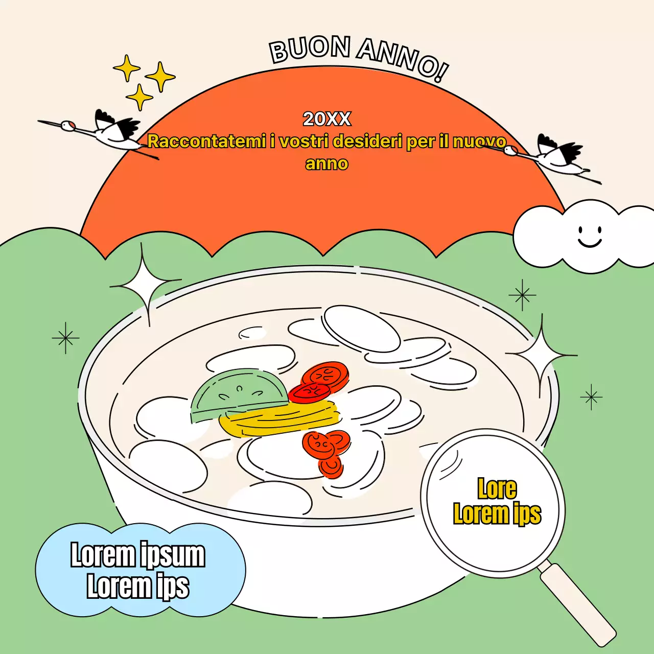 Illustrazioni di Capodanno con linee carine