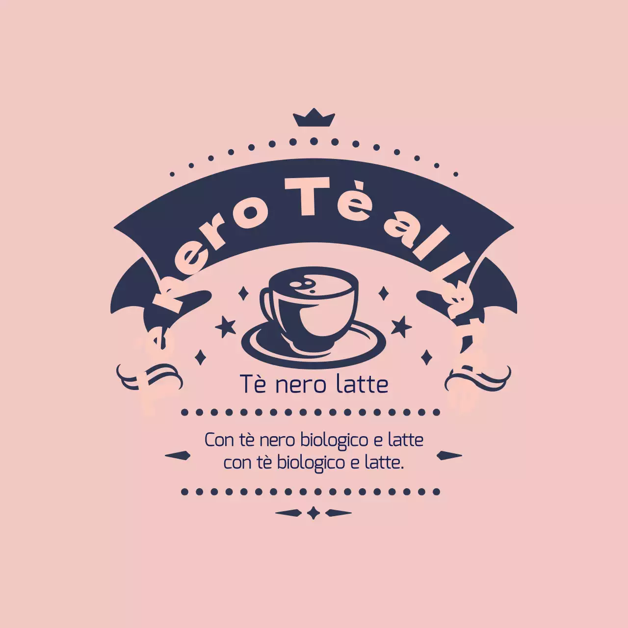 Etichetta per il tè al latte illustrata in rosa marino