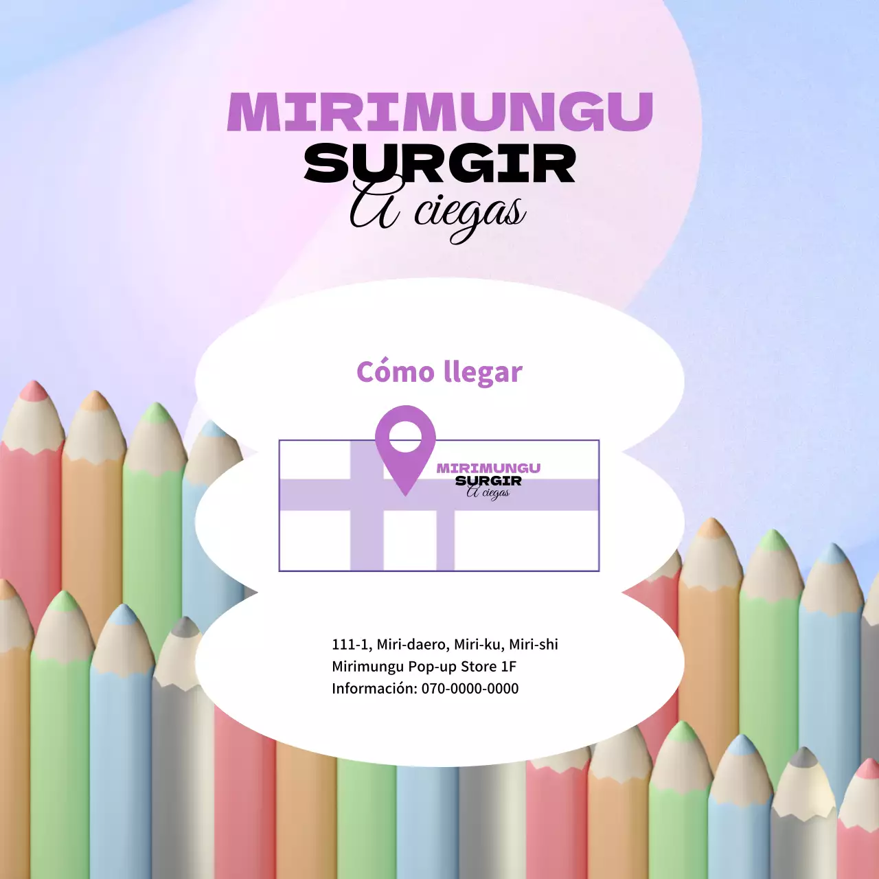 Promover una tienda pop-up 3D de color púrpura