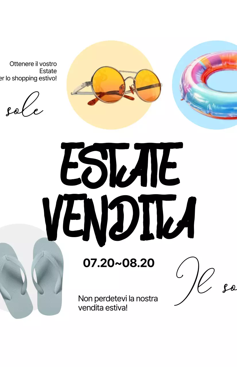Promuovete la vostra vendita estiva con la calligrafia su sfondo bianco