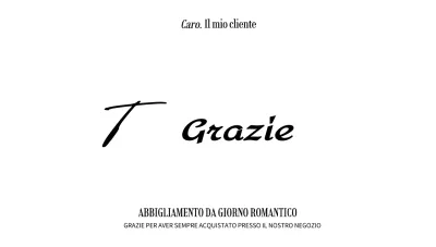 Biglietto di ringraziamento per clienti di un centro commerciale con scrittura nera scarabocchiata