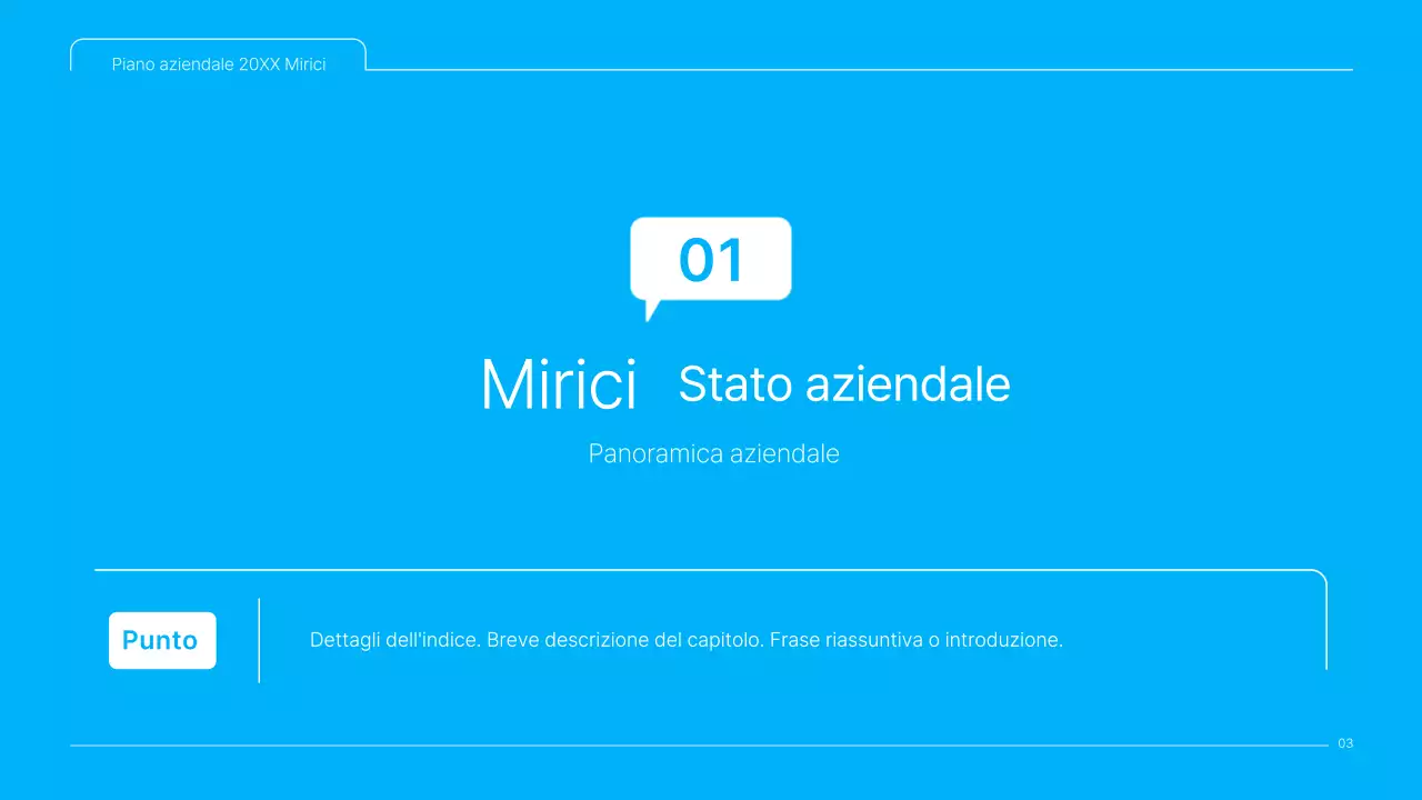 Una presentazione pulita del business plan dei contenuti culturali in bianco e blu