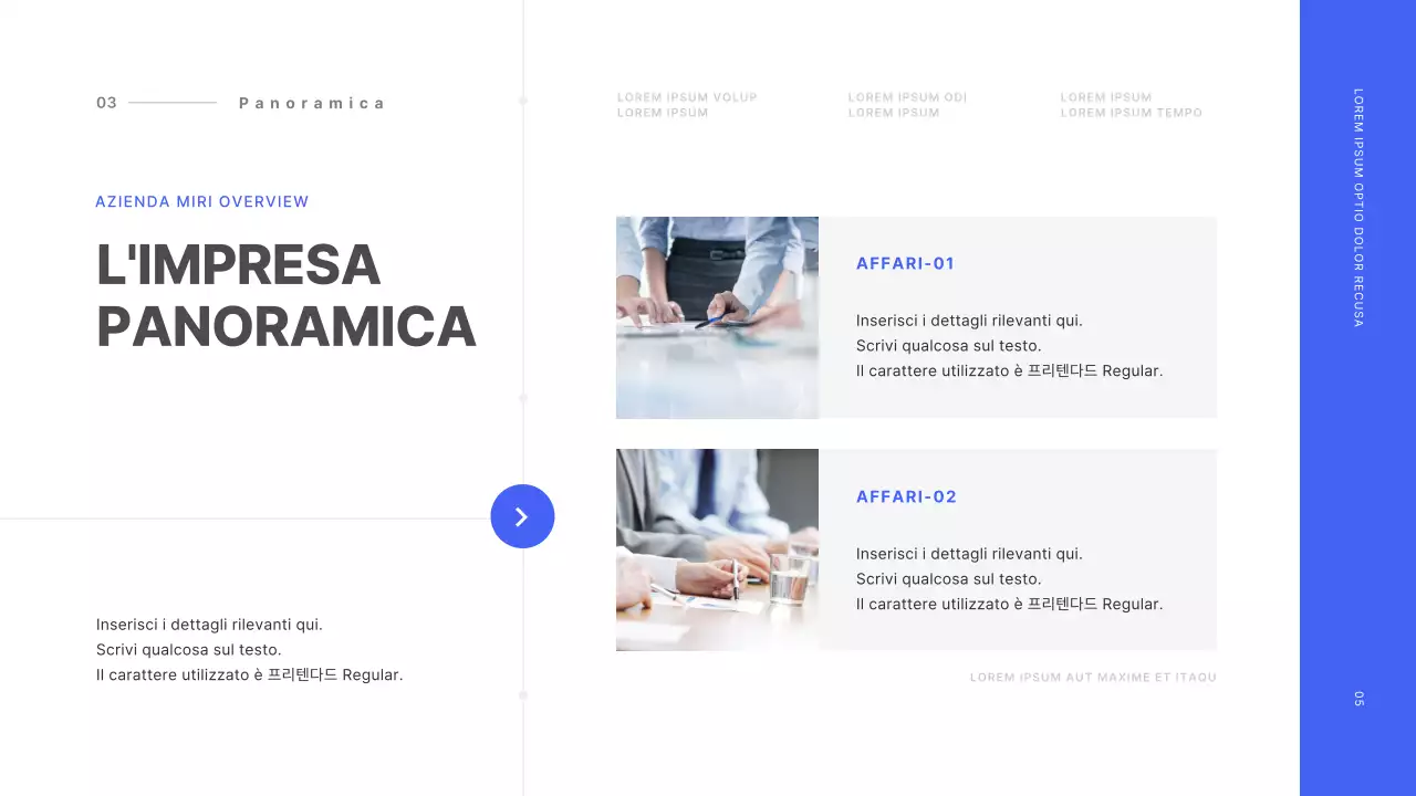 Concetto di linea base in blu e bianco Profilo aziendale