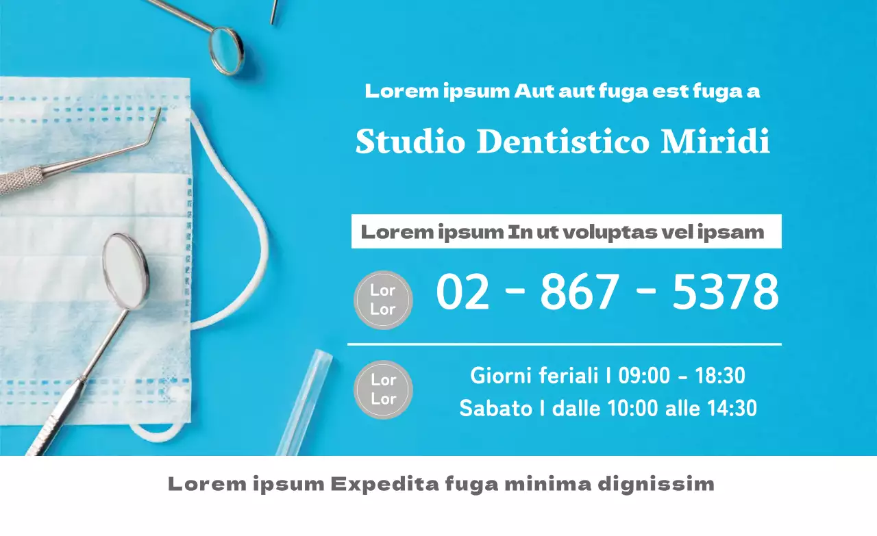 Promuovete gli orari dello studio dentistico con una foto blu chiaro