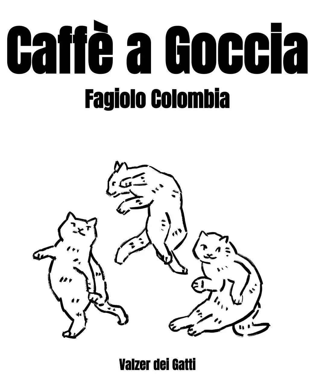 Design semplice con un'illustrazione di gatto nero, simile a un disegno