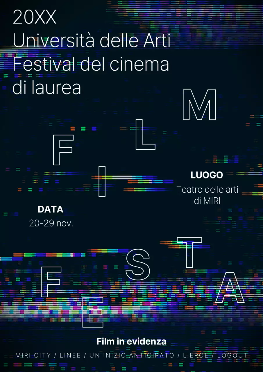Film effetto glitch con tema nero Graduation Film Festival