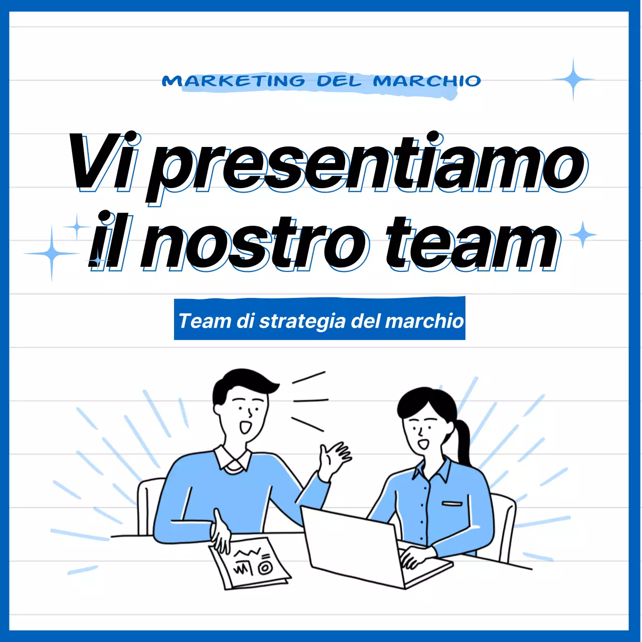 Presentazione della squadra con tema illustrativo blu CardNews