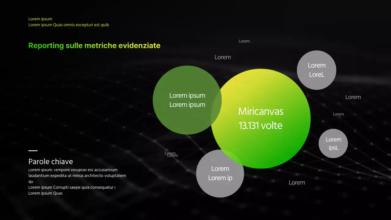 Presentazione aziendale infografica con tema sfumato nero e chartreuse