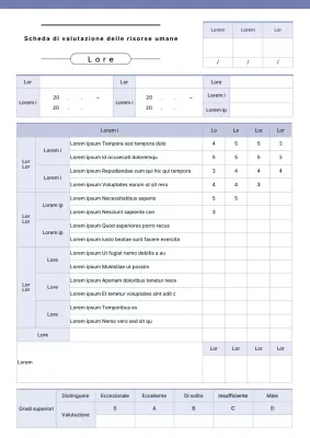 Il blu e la scheda di valutazione delle risorse umane