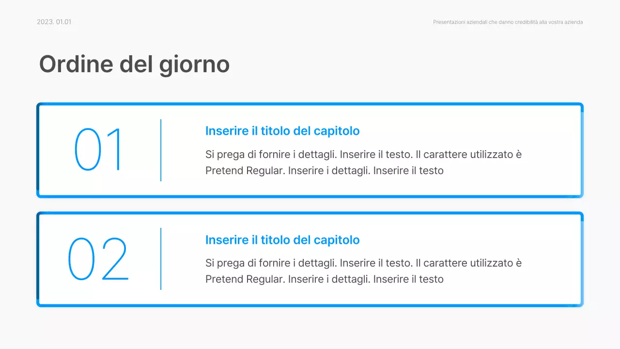 Relazione aziendale con uno stile moderno a gradiente in blu e bianco