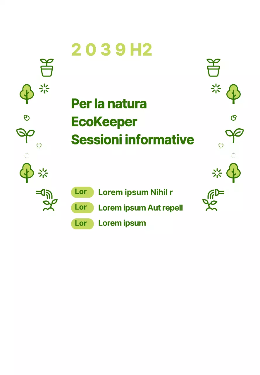 Semplice combinazione di icone della natura in verde e chartreuse Informazioni sul briefing di eco-stewardship